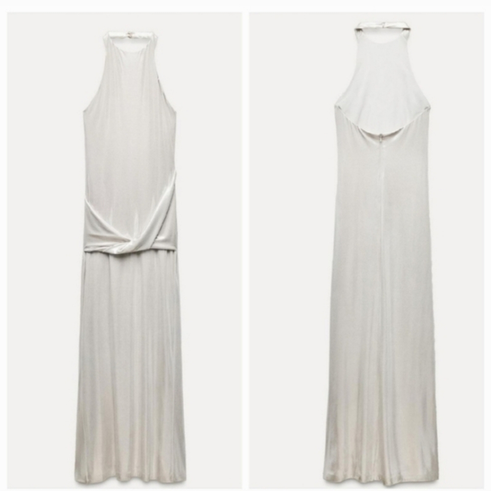 Zara Halter Dress Silver NWT - Picture 8 of 8